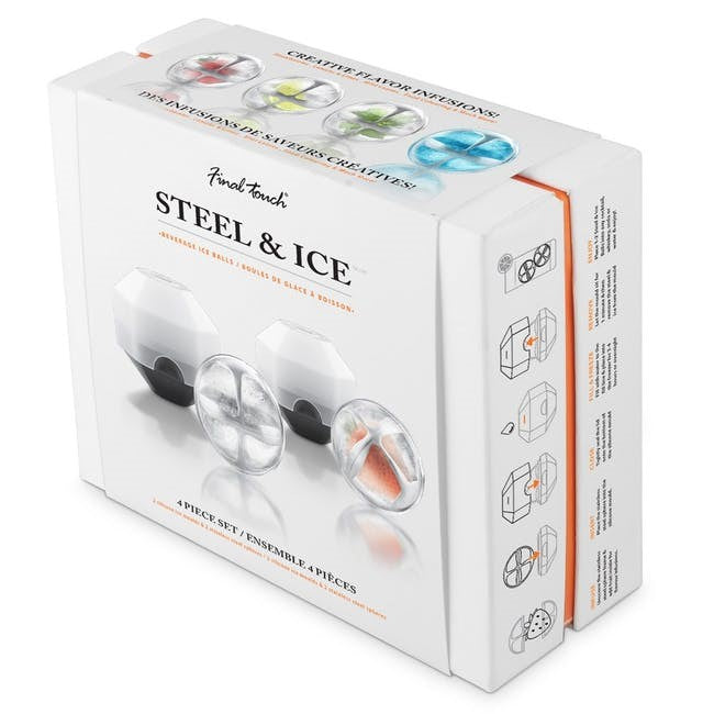 Steel and Ice cubes Ankorice spheres for creative cocktails, summer punches or simply 'on the rocks'