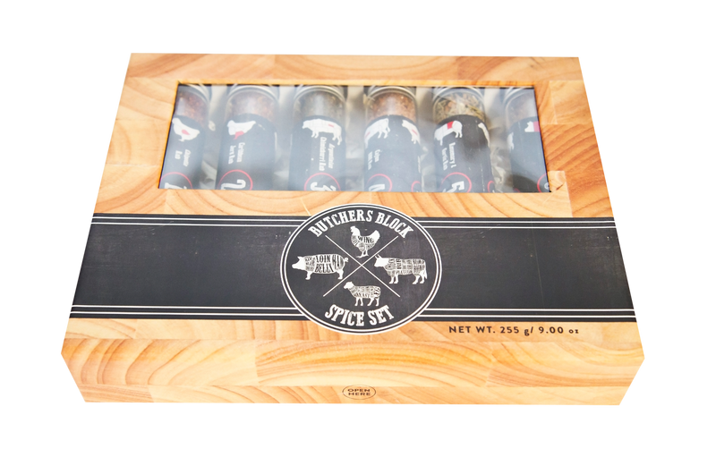 Butchers Block | 6 XL Glass Tubes Spice Gift Set | BBQ Masters Treat