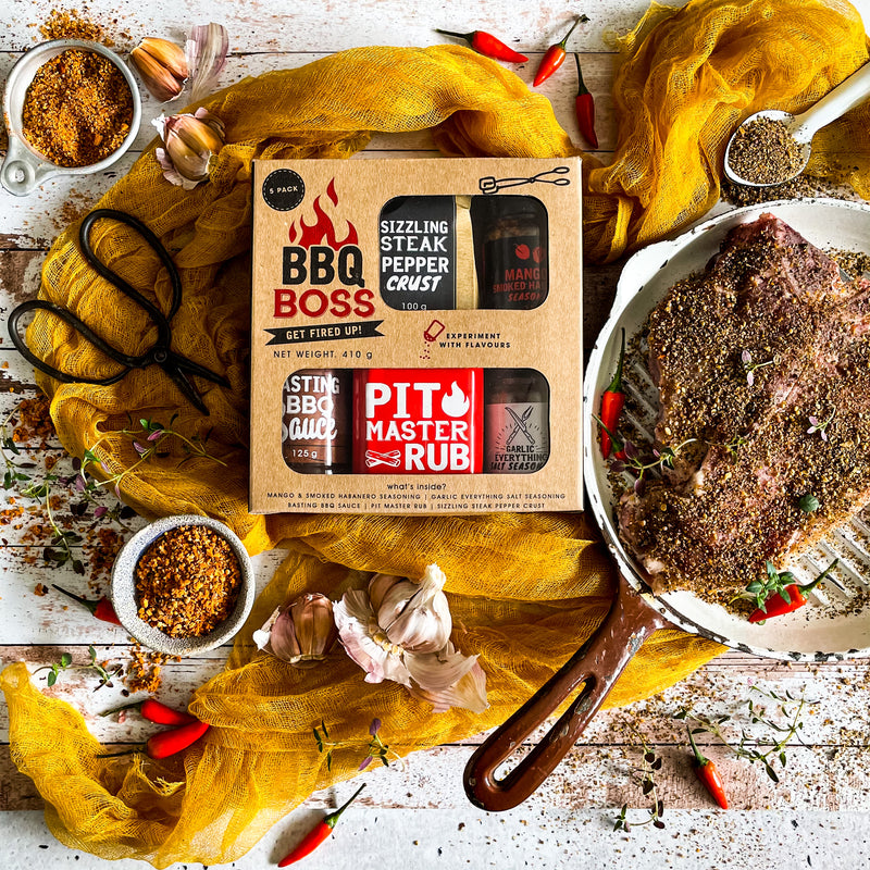 BBQ Boss Seasoning Set | Coffee And Paprika Pit Master Rub | BBQ Sauce and More