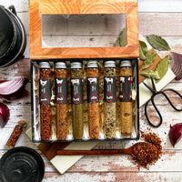 Butchers Block | 6 XL Glass Tubes Spice Gift Set | BBQ Masters Treat